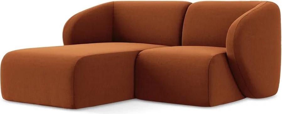 Теракотен кадифен ъглов диван (ляв ъгъл) Lani – Makamii