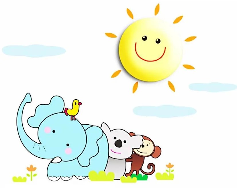 LED детско стенен лампион LED/1W/3xAAA слънце