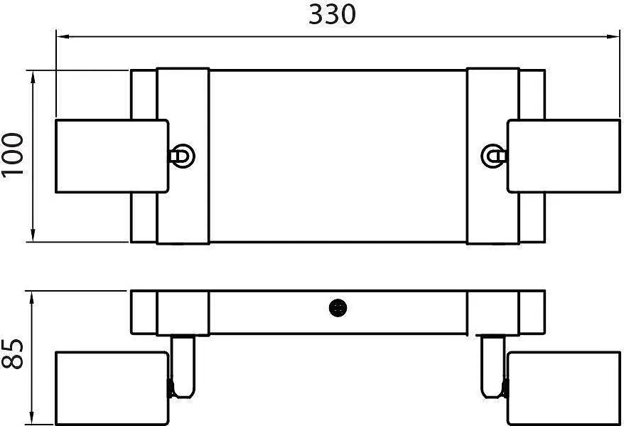 Линеен спот за таван LORENZO, черен, 2хE27