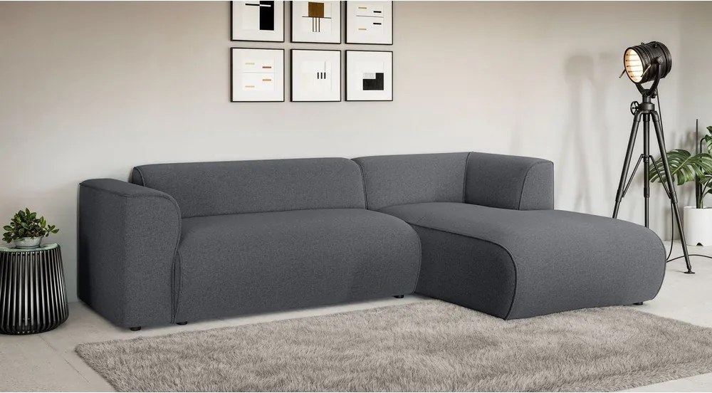 Тъмносив ъглов диван (десен ъгъл) Merid – Ropez