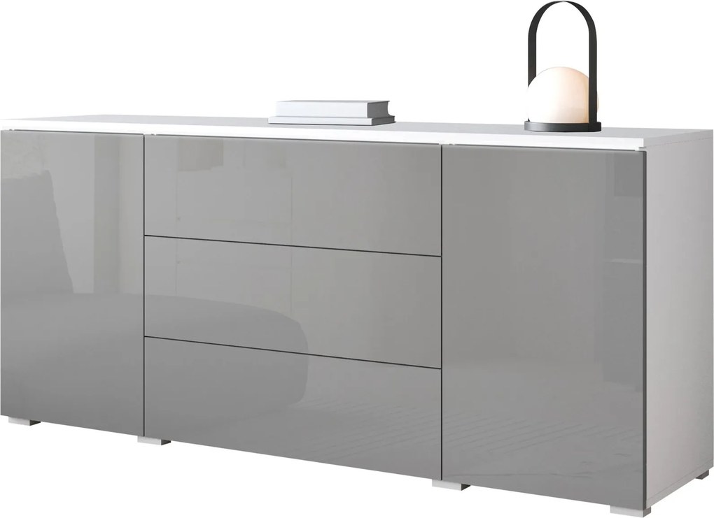 Бюфет Vera-бял-Лъскаво сиво