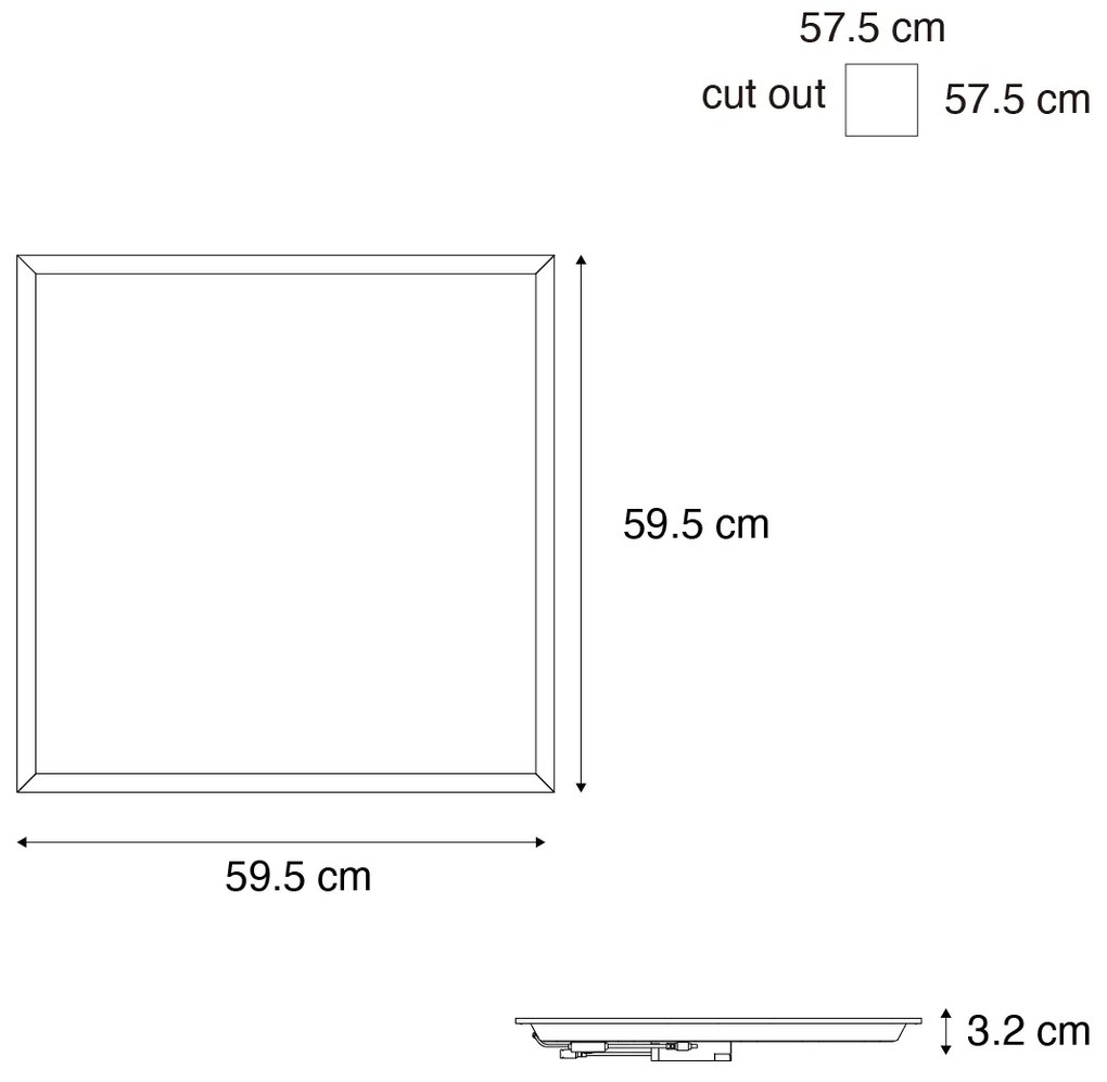 Вграден LED панел бял квадратен вкл. LED 3000K - 6500K с DIP превключвател - Seagal