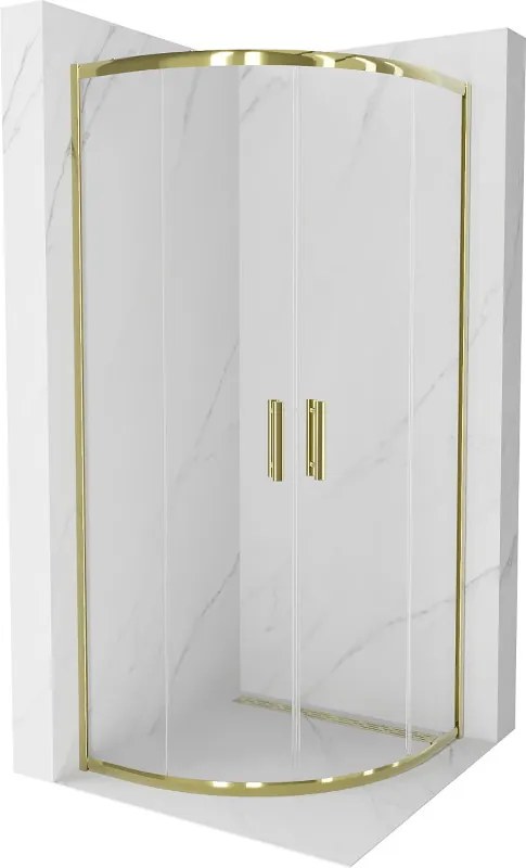 Mexen Rio кръгла душ кабина 80 x 80 см, прозрачна, златна - 863-080-080-50-00