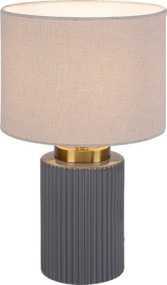 Rabalux Glovy, настолна лампа, сива керамична лампа с бял текстилен абажур, E14 1xMAX40W, В34см, Д21см, кабел: 140см, черен текс