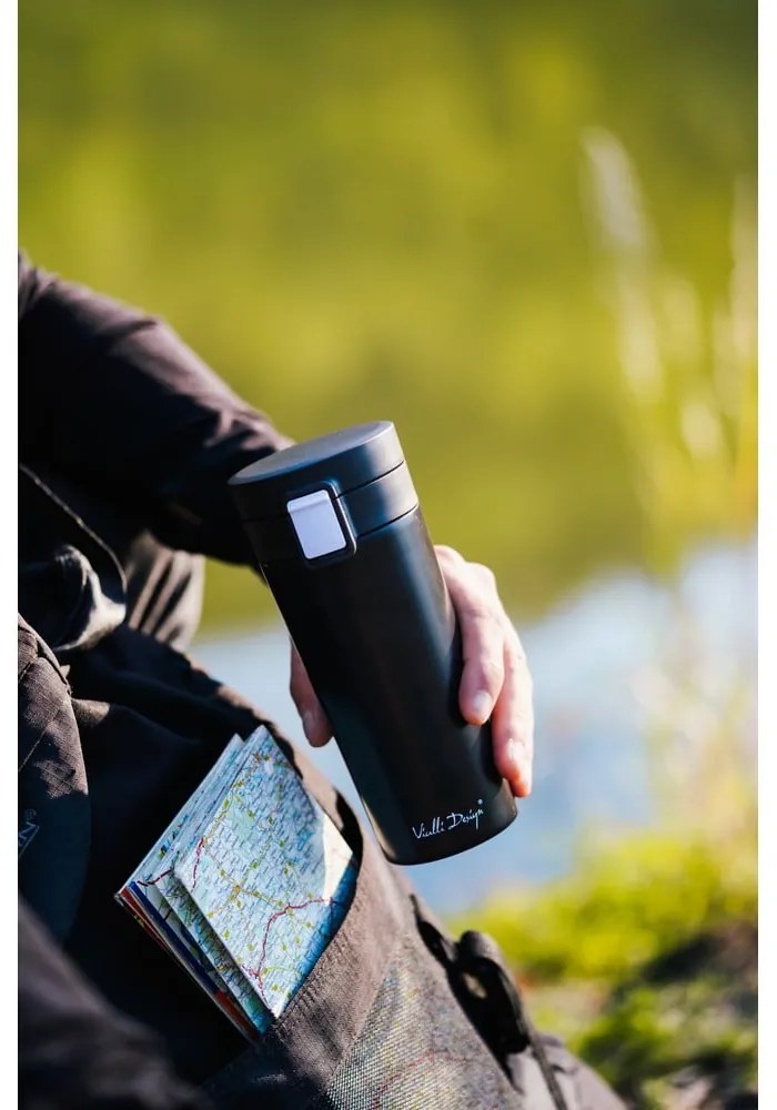 Черен термос за пътуване , 400 ml Fuori - Vialli Design