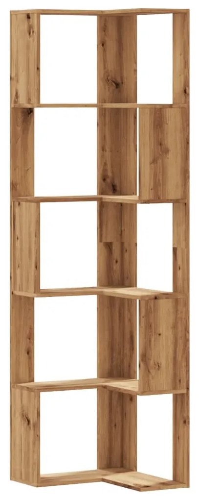 852590 vidaXL Ъглова етажерка 5 нива дъб артизан 50x50x179 см инженерно дърво