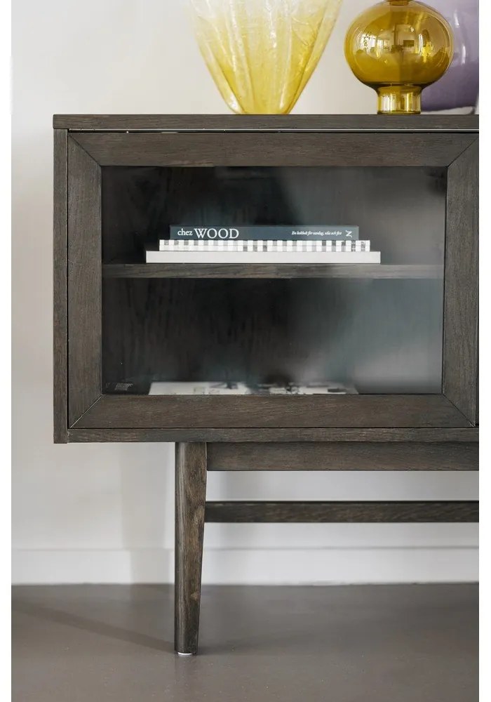 Кафява витрина от декор от дъб с плъзгащи се врати 170x75 cm Hazelton – Rowico