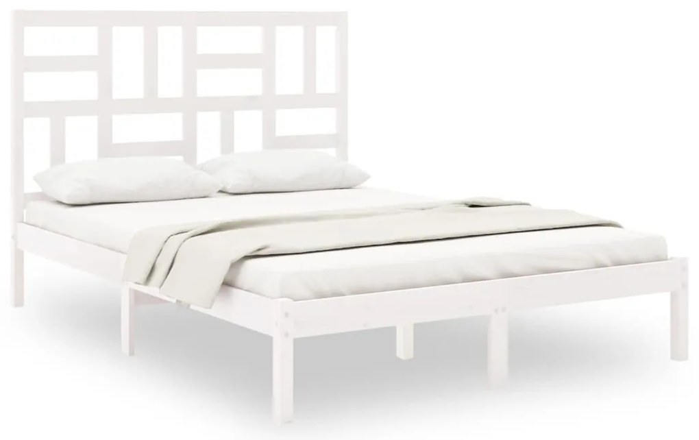 3105931 vidaXL Рамка за легло, бяла, дърво масив, 140x190 см