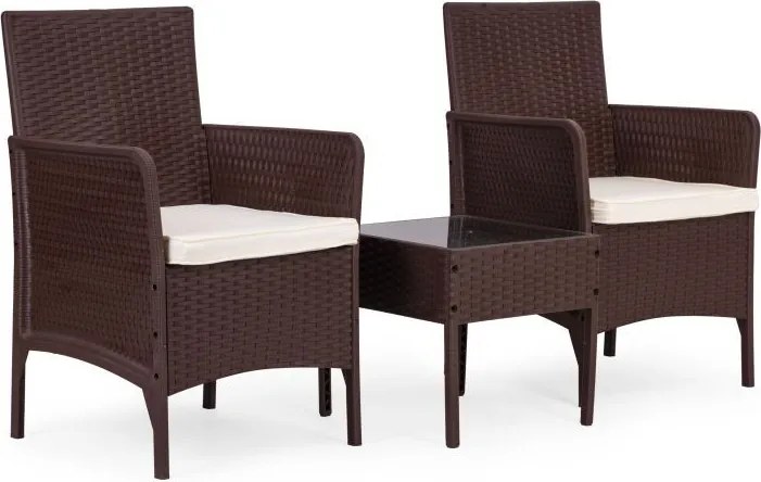 Градински мебели от ратан - комплект 2 стола + маса Черен