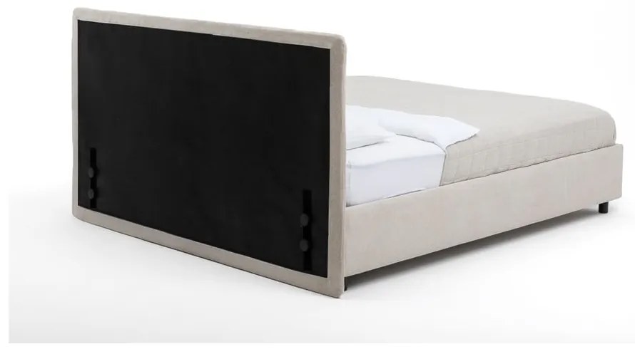 Бежово тапицирано двойно легло с място за съхранение и матрак с решетка 180x200 cm Myra Slim Line - Bonami Selection