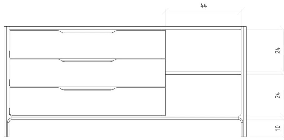 Нисък скрин от масивен дъб в естествен цвят 140x64 cm Twig – The Beds