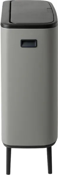 Кош за боклук Brabantia Bo Touch Hi 1001266, 2x30 л, Плътно прилепване към стена, Реглаж на краката, Минерално покритие, Сив