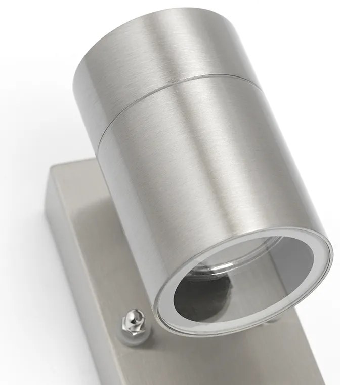 Външна стенна лампа стомана IP44 с датчик за движение - Solo