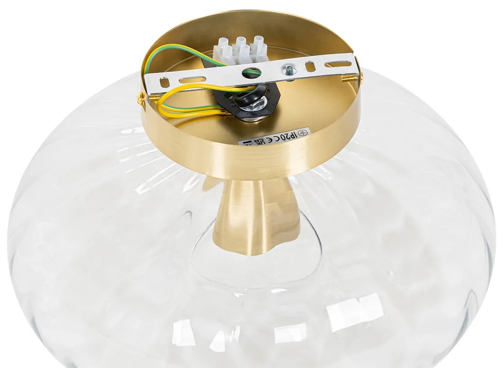 Стенна лампа в стил арт деко златиста със стъкло - Ayesha