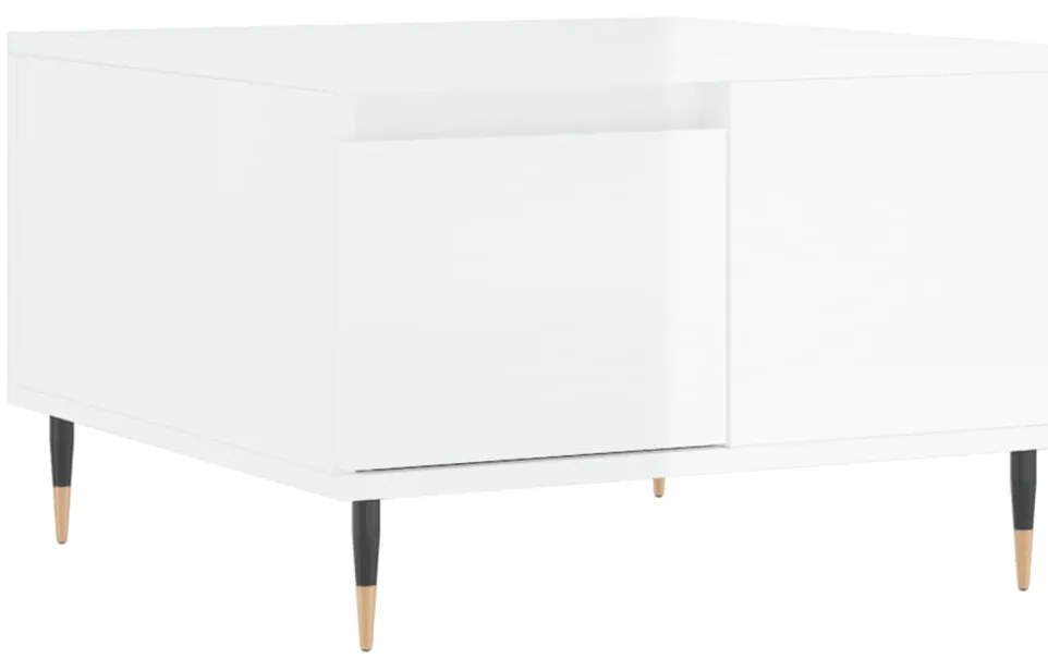 830750 vidaXL Кафе маса, бял гланц, 55x55x36,5 см, инженерно дърво