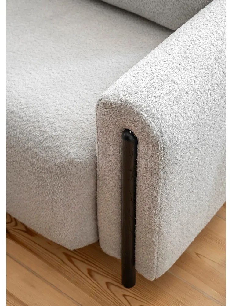 Светлосив разтегателен диван с място за съхранение от букле 244 cm Arcadova – ELTAP