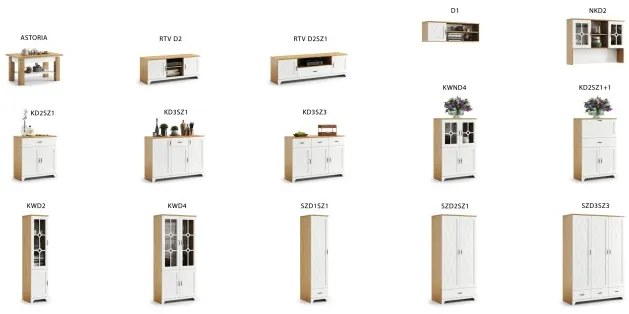 Шкаф ПРОВЕНЗА SZD1SZ1 Каменен дъб/Бял мат - СТОЯЩ ШКАФ С 1 ВРАТА С ЧЕКМЕДЖЕ РЕТРО