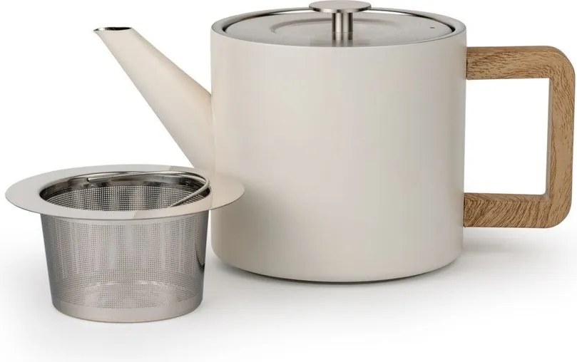 Чайник от неръждаема стомана с цедка в цвят слонова кост 1,1 l Duet Narvik – Bredemeijer