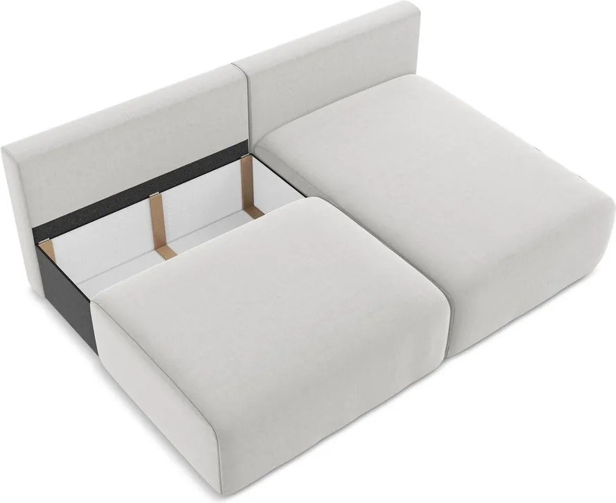 Светлосив кадифен сгъваем/с място за съхранение ъглов диван (десен ъгъл) Kalena – Makamii