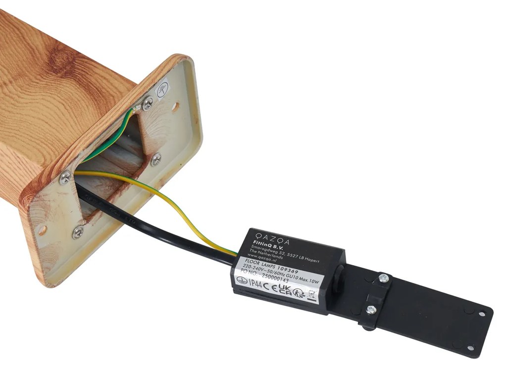 Модерна външна подова лампа алуминий с дървен принт 65 см IP44 - Baleno