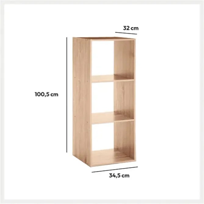 Рафт 5five Mix'n Modul, 3 отделения, MDF, 35x32x101 cm - Дървесен