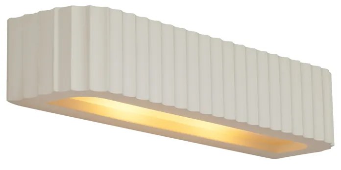 Скандинавска стенна лампа бежова правоъгълна с 2 светлини - гипс