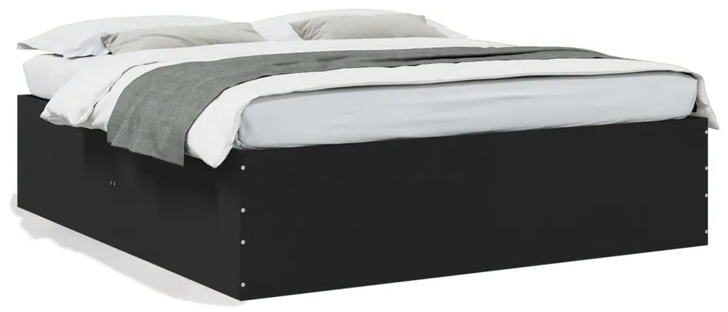 3280896 vidaXL Рамка за легло, черна, 200x200 см, инженерно дърво