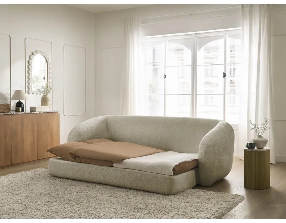 Светлокафяв шенилов сгъваем диван 228 cm Neyo – Bobochic Paris