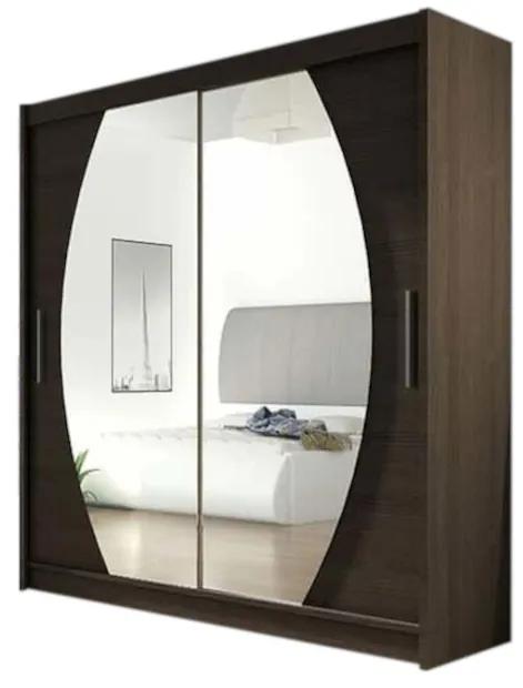 Плъзгащ се гардероб CARLA IV с огледало, 180x215x57, шоколад