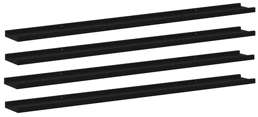 326671 vidaXL Стенни рафтове, 4 бр, черни, 115x9x3 см