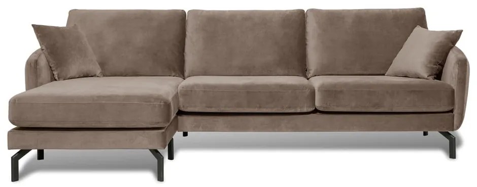Ъглов диван от кадифе в кафяво-бежово (ляв ъгъл) Magic - Scandic