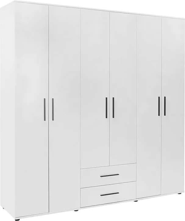 Гардероб Bianco TopMebel с 6 врати от меламин в бял цвят 206x52x213cm