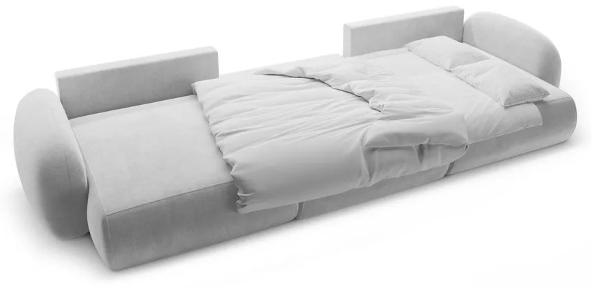 Светлосив кадифен сгъваем/с място за съхранение ъглов диван (U форма) Tonale – Cosmopolitan Design