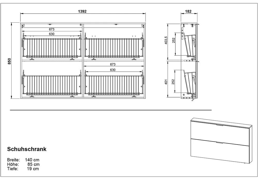 Сива стойка за обувки с панти/шарнири Valega - Germania