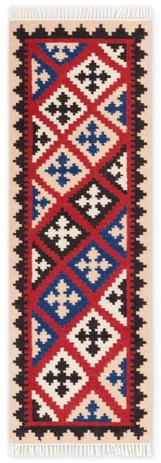Червена двустранна ръчно изработена вълнена пътека 60x190 cm Kamal Rami – Nouristan