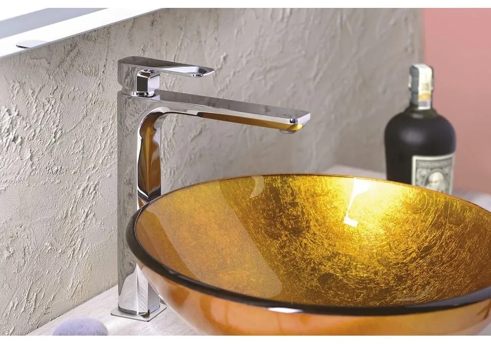 Стояща батерия за мивка в лъскаво-сребрист цвят Spy – Sapho