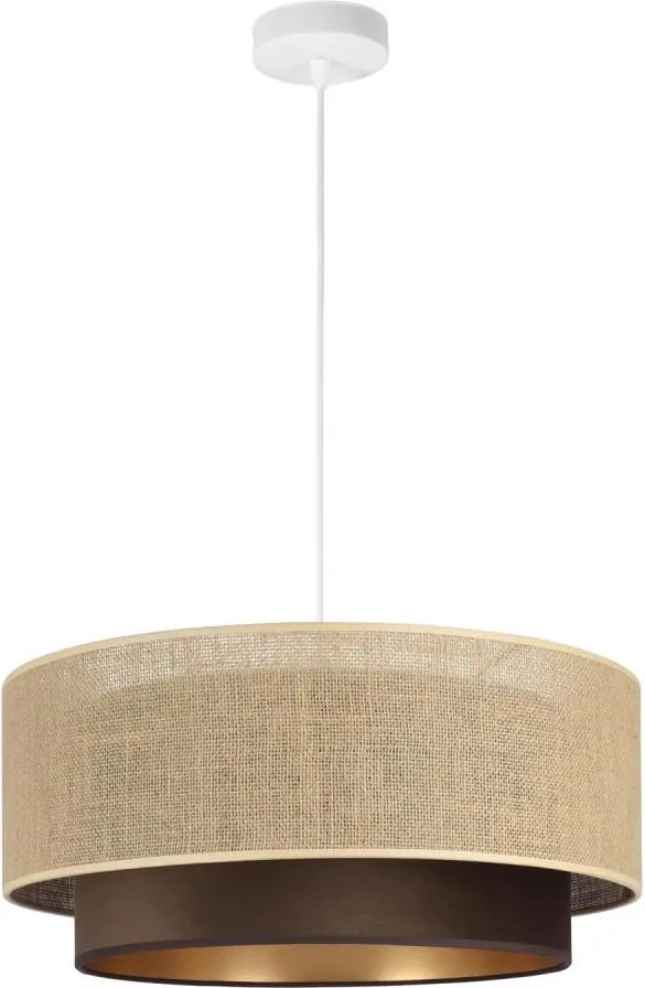 Полилей на кабел SARTA 1xE27/60W/230V Ø 45 см кафяв/юта