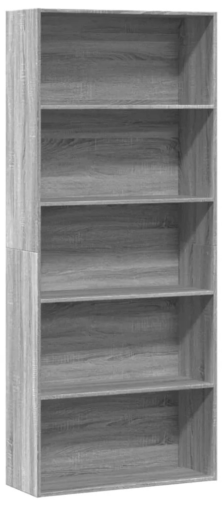 3314674 vidaXL Библиотека, сив сонома, 80x30x189 см, инженерно дърво