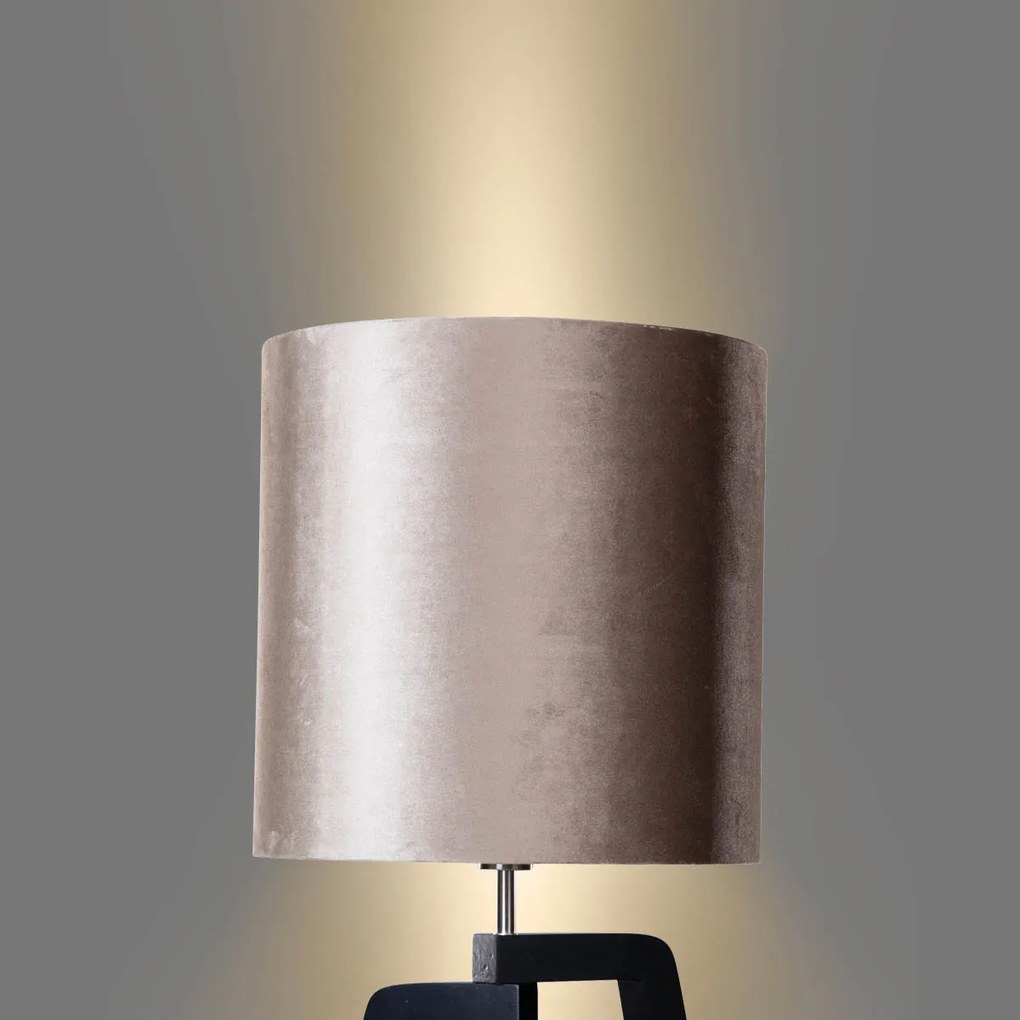 Подова Лампа Черна с Кафяв Кадифен Абажур 50см - Puros