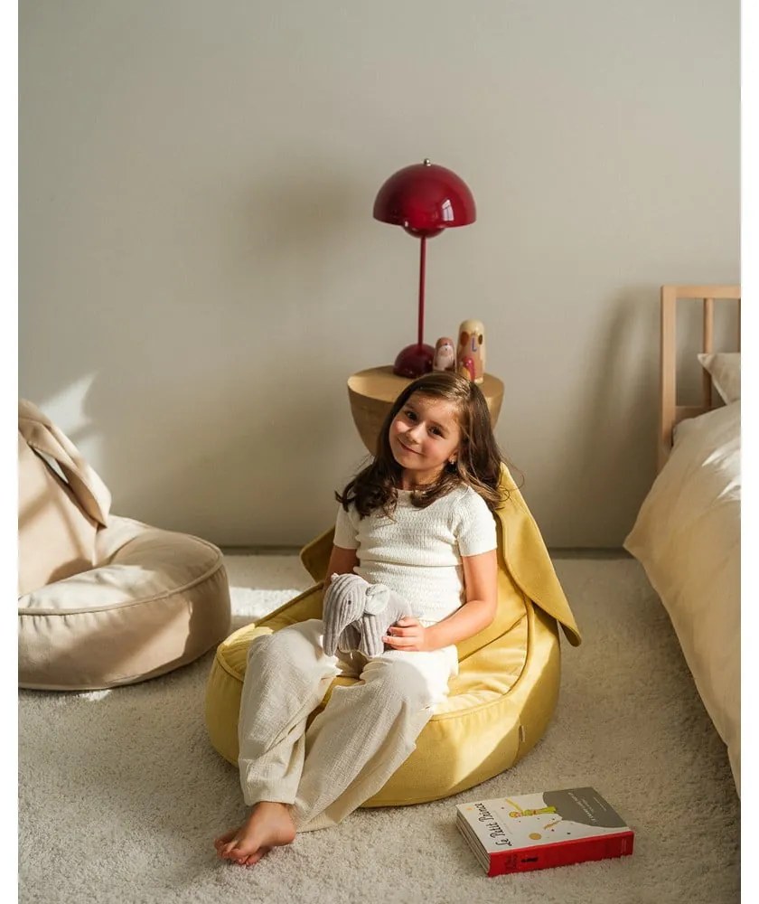 Жълт кадифен детски пуф Bunny – Wigiwama