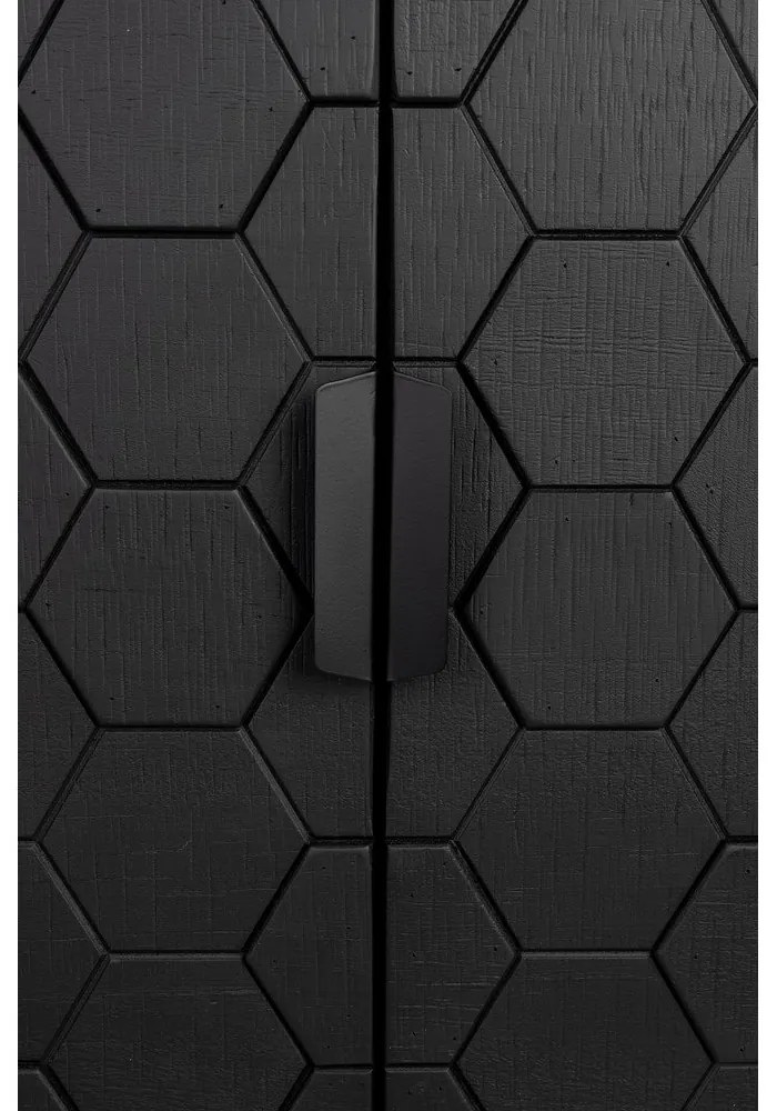 Черен нисък скрин от масивен бор 135x90 cm Linc – White Label