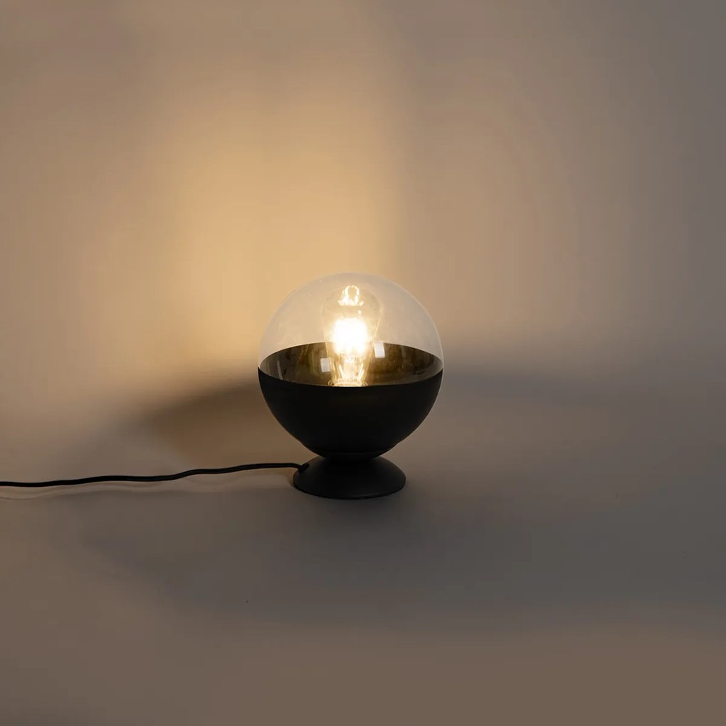 Ретро настолна лампа черна с прозрачно стъкло - Eclipse