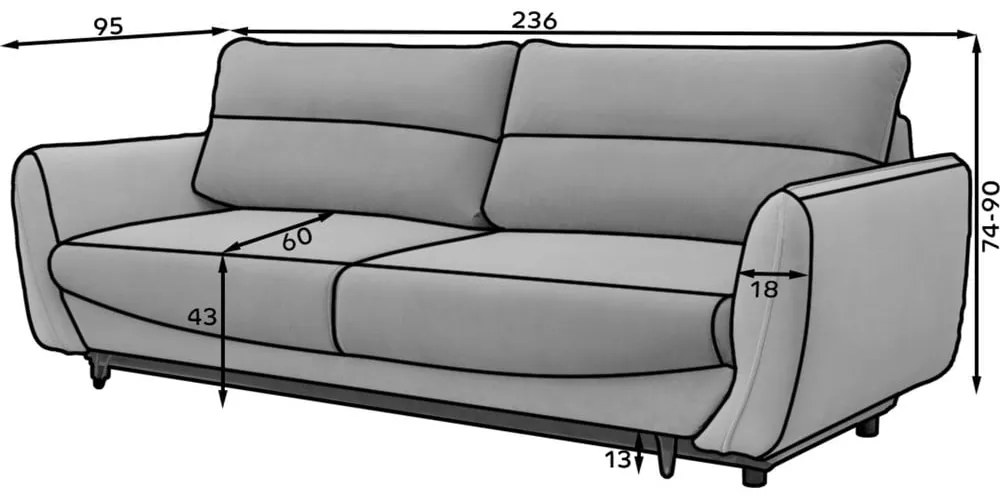 Бежов шенилов разтегателен диван с място за съхранение 236 cm Silva – ELTAP