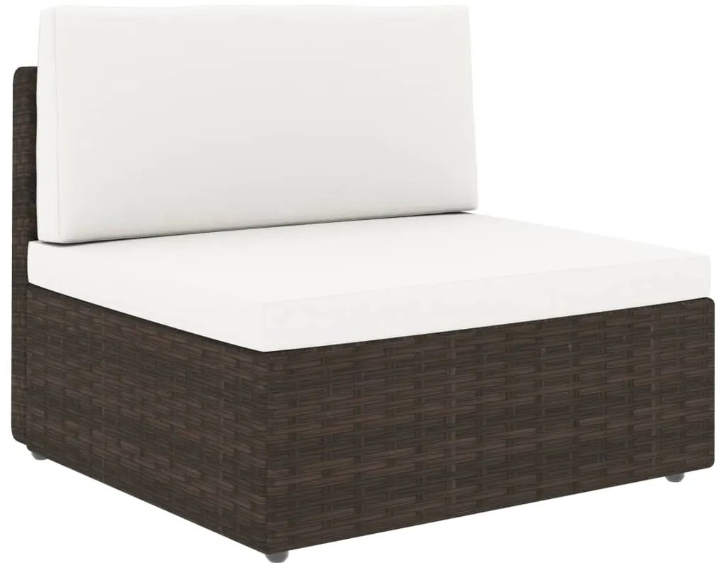 3067159 vidaXL Градински комплект с възглавници, 7 части, кафяв полиратан