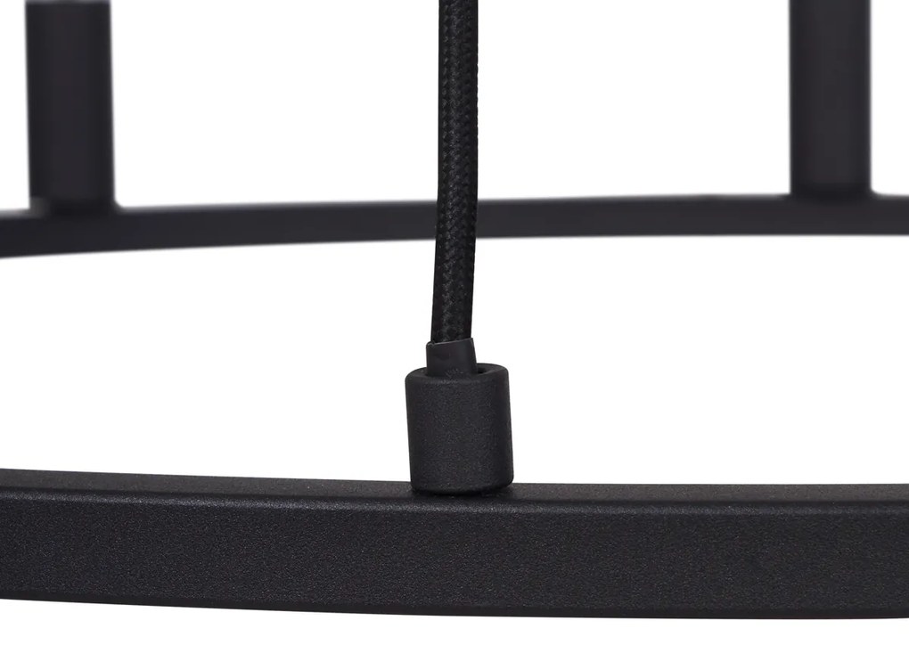 Индустриална висяща лампа черна 9-лампи - Knight