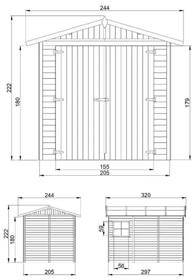 Дървен гараж – 297 х 205 см – 6 м2