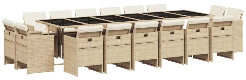 3210706 vidaXL Градински комплект с възглавници 17 части бежов полиратан