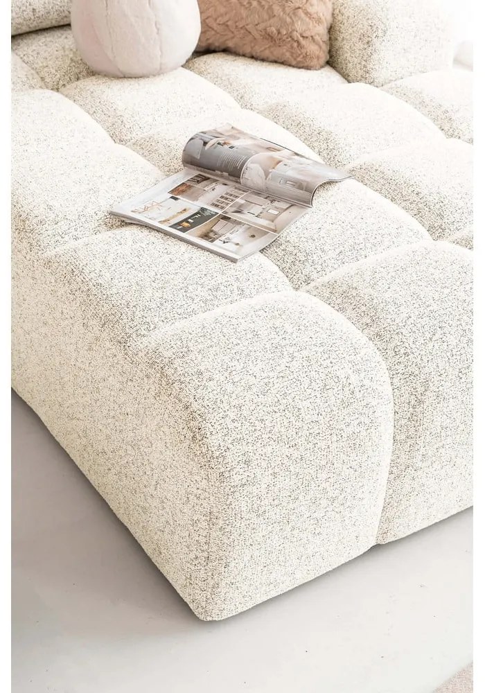 Кремав разтегателен модулен ъглов диван с място за съхранение (десен ъгъл) Lulu – Miuform