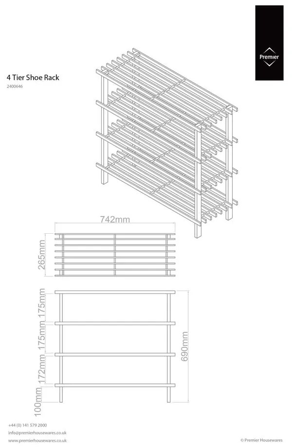 Стелаж за обувки в естествен цвят - Premier Housewares