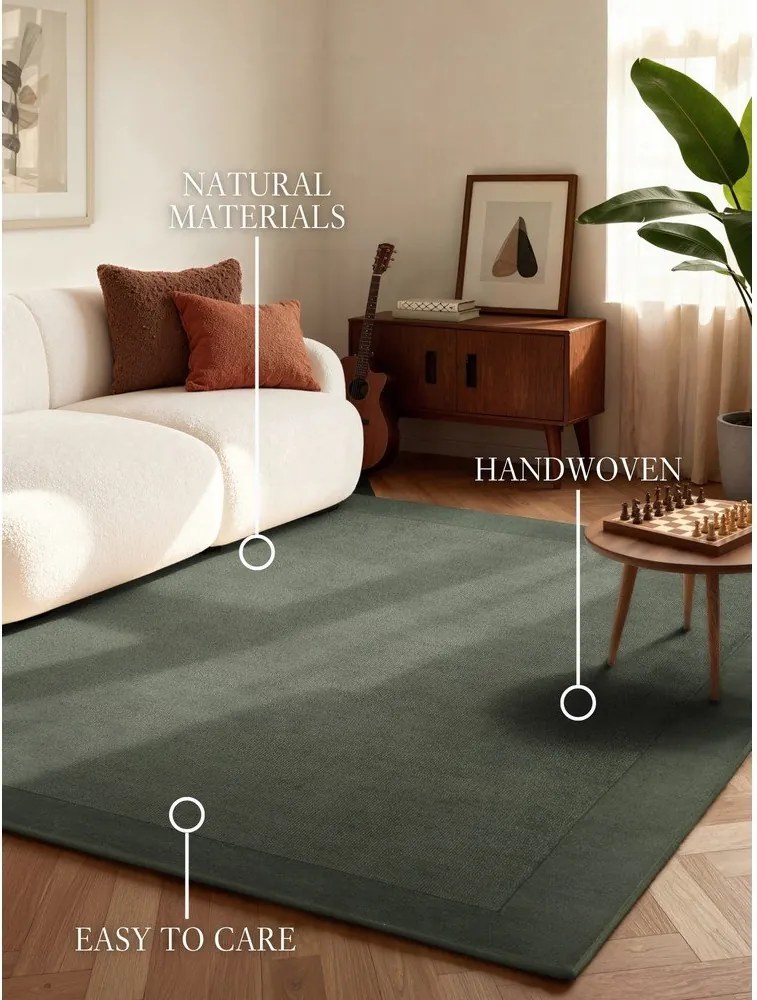 Тъмнозелен ръчно изработен килим със смес от вълна 80x150 cm Kari – Villeroy&amp;Boch